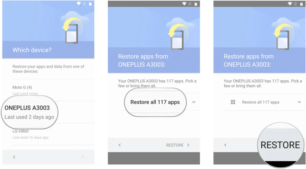 Cách khôi phục ứng dụng và cài đặt cho điện thoại Android mới