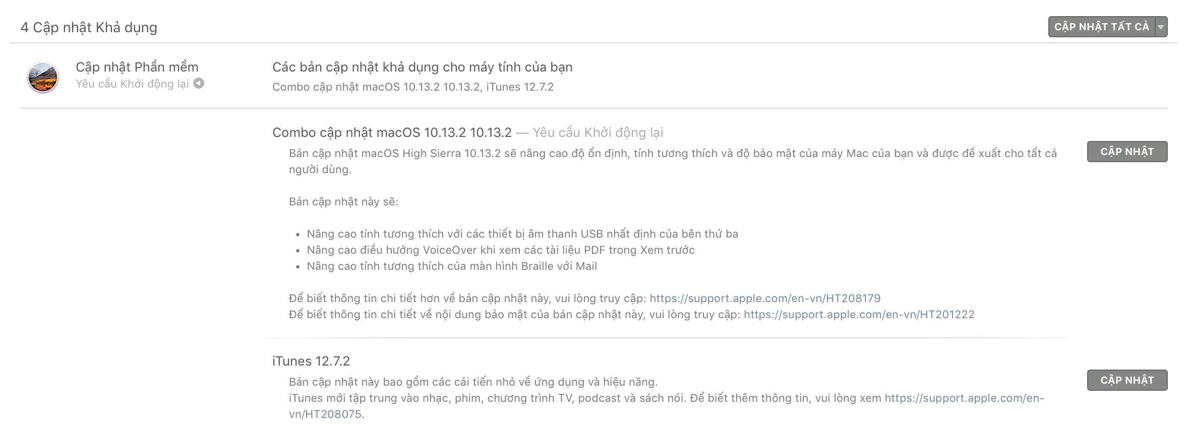 Apple cập nhật macOS 10.13.2, cải thiện độ ổn định