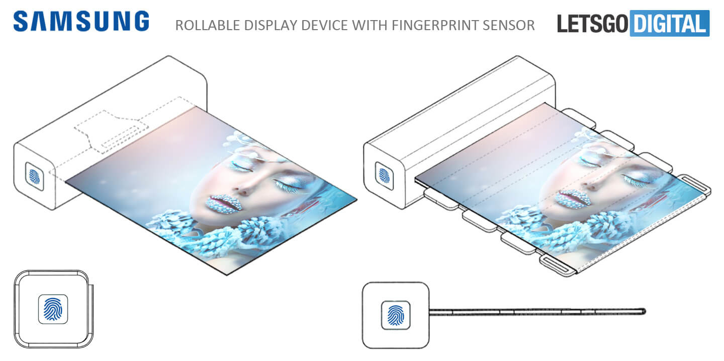 Samsung được cấp bằng sáng chế smartphone có màn hình cuộn tích hợp cảm biến vân tân