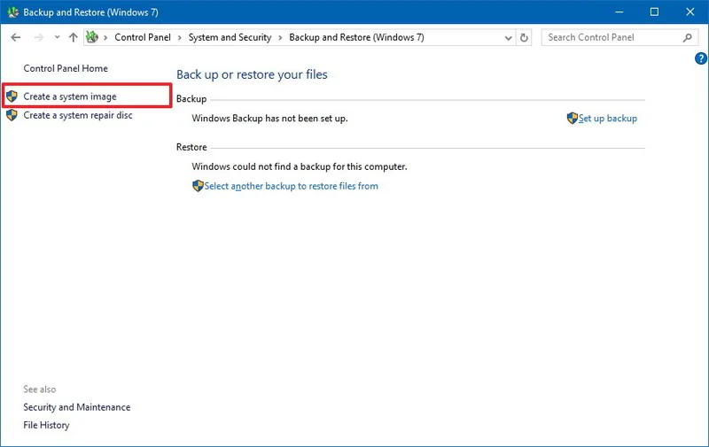 Hướng dẫn tạo bản sao lưu toàn bộ hệ thống Windows 10