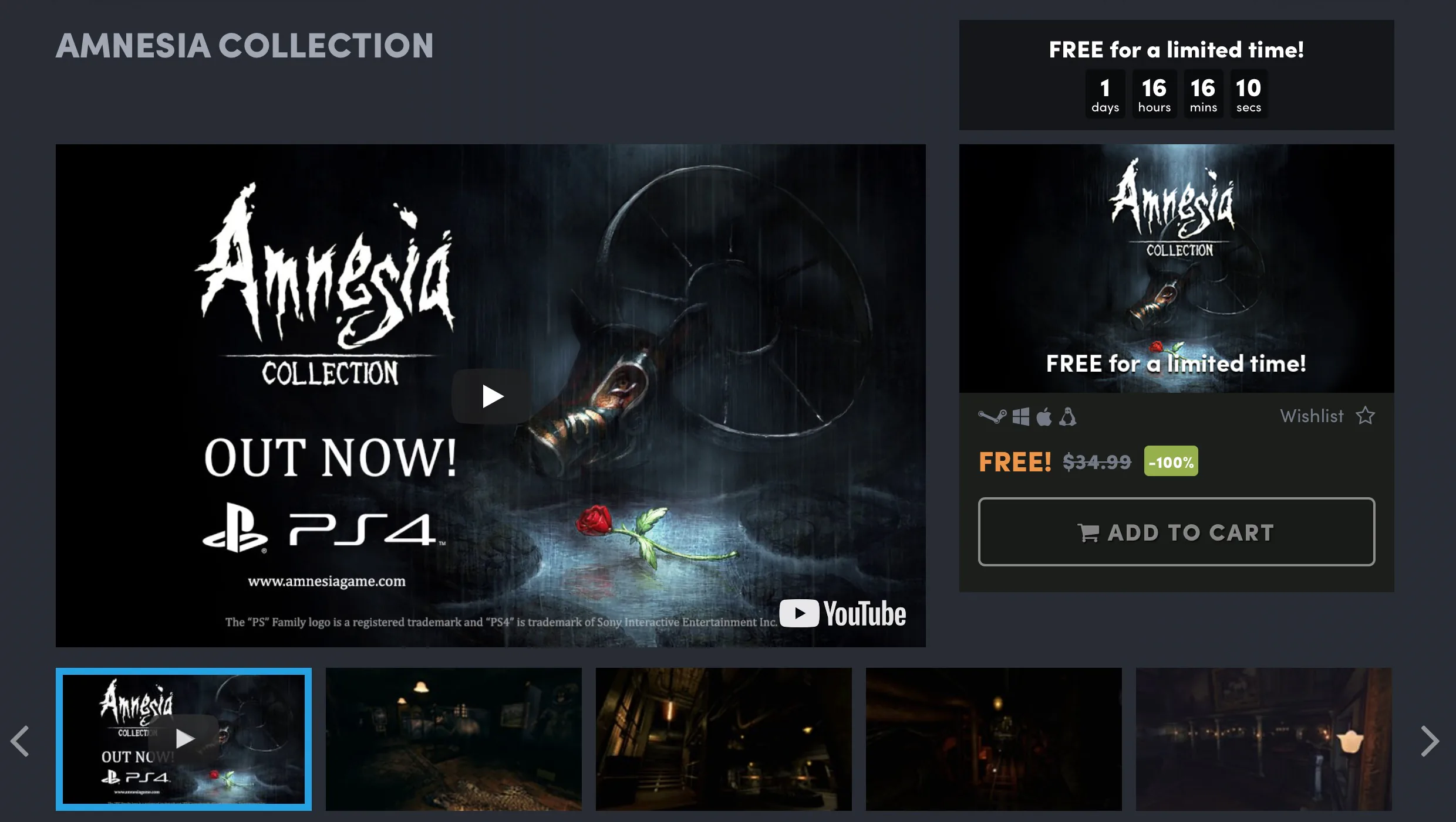 Tựa game Amnesia Collection trị giá $35 đang được tặng miễn phí trên Humble Bundle
