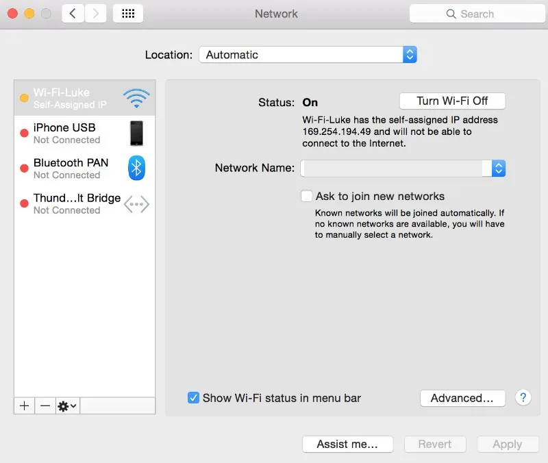 Cách khắc phục lỗi không kết nối Internet vì thiết bị tự gán địa chỉ IP trên macOS