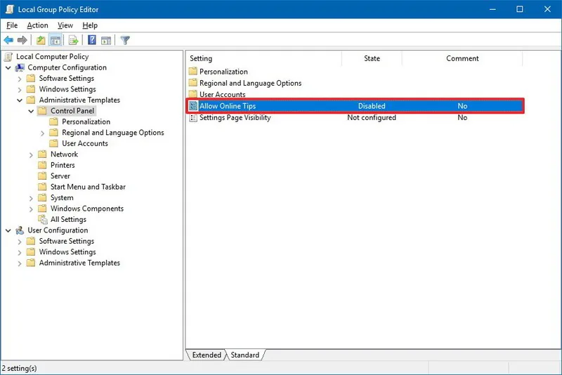 Cách gỡ bỏ gợi ý trên cài đặt của Windows 10