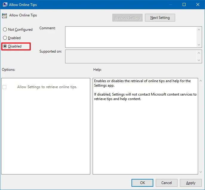 Cách gỡ bỏ gợi ý trên cài đặt của Windows 10