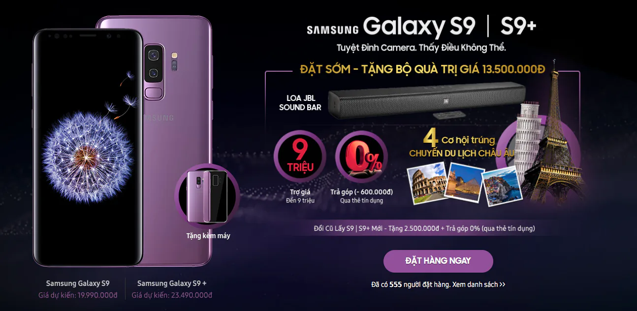 Tổng hợp quà tặng khi “đặt gạch” Samsung Galaxy S9 trong đợt 1 tại các nhà bán lẻ