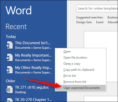 Thủ thuật - Xóa hoặc tắt danh sách Recent Document trong Word 2016