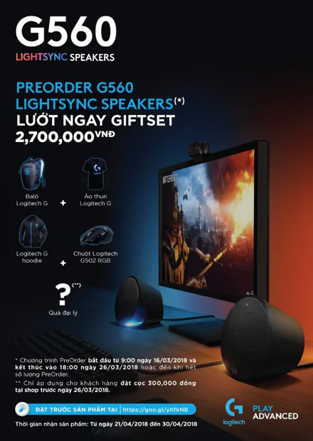 Logitech G tung chương trình Preorder cho Bàn phím cơ G512 và Loa Gaming G560 RGB Lightsync