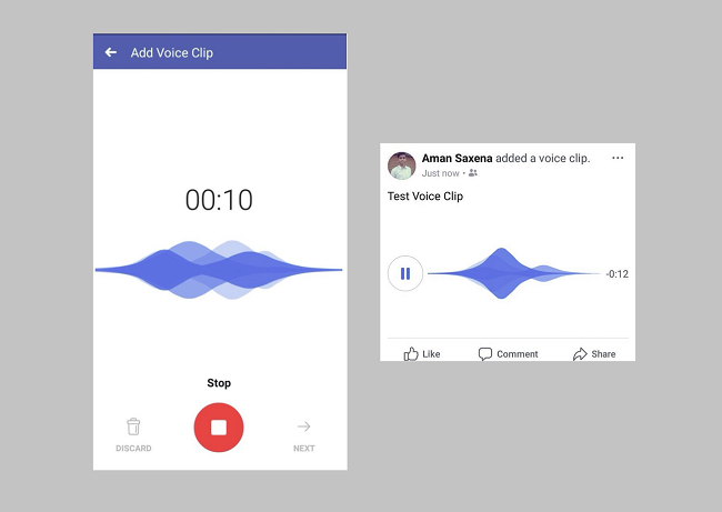 Facebook hiện đang thử nghiệm Voice Clip khi cập nhật trạng thái mới