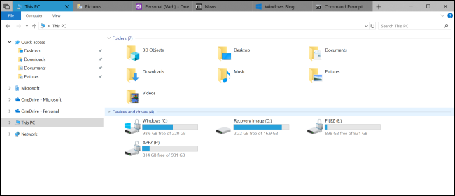 Làm sao để có thanh tab ở File Explorer trên Windows 10