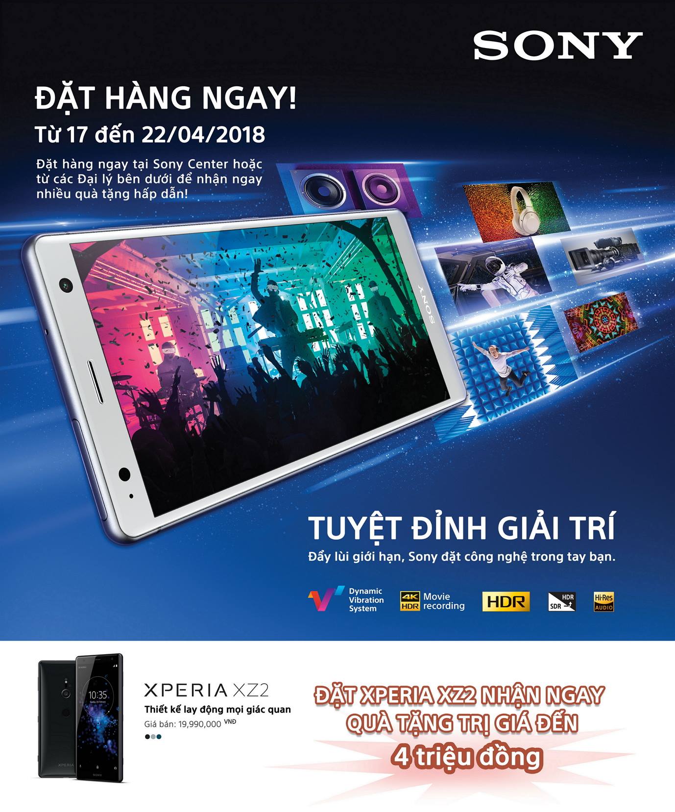 Sony Xperia XZ2 chính thức ra mắt thị trường Việt Nam với giá bán 19.990.000, quà tặng đặt trước 4 triệu