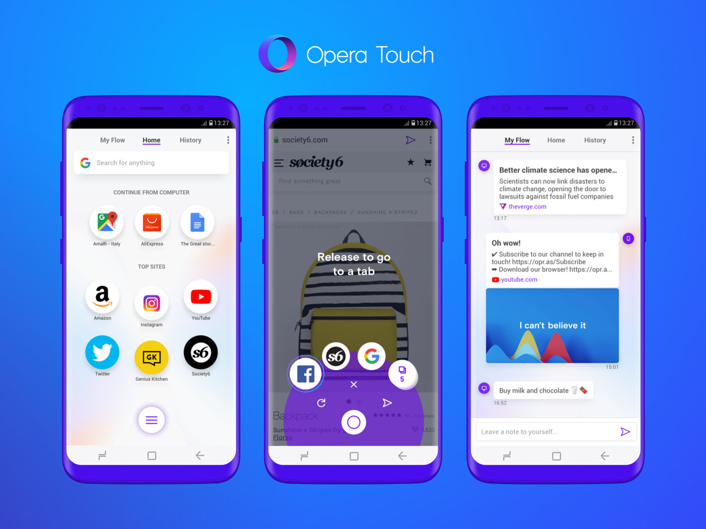 Opera Touch - Trình duyệt web cho Android mới nhắm đến việc sử dụng một tay
