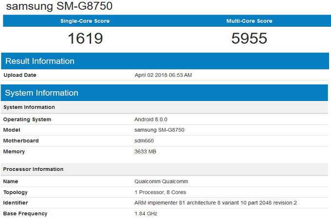 Samsung Galaxy S9 Mini xuất hiện trên GeekBench với chip Snapdragon 660 và 4 GB RAM