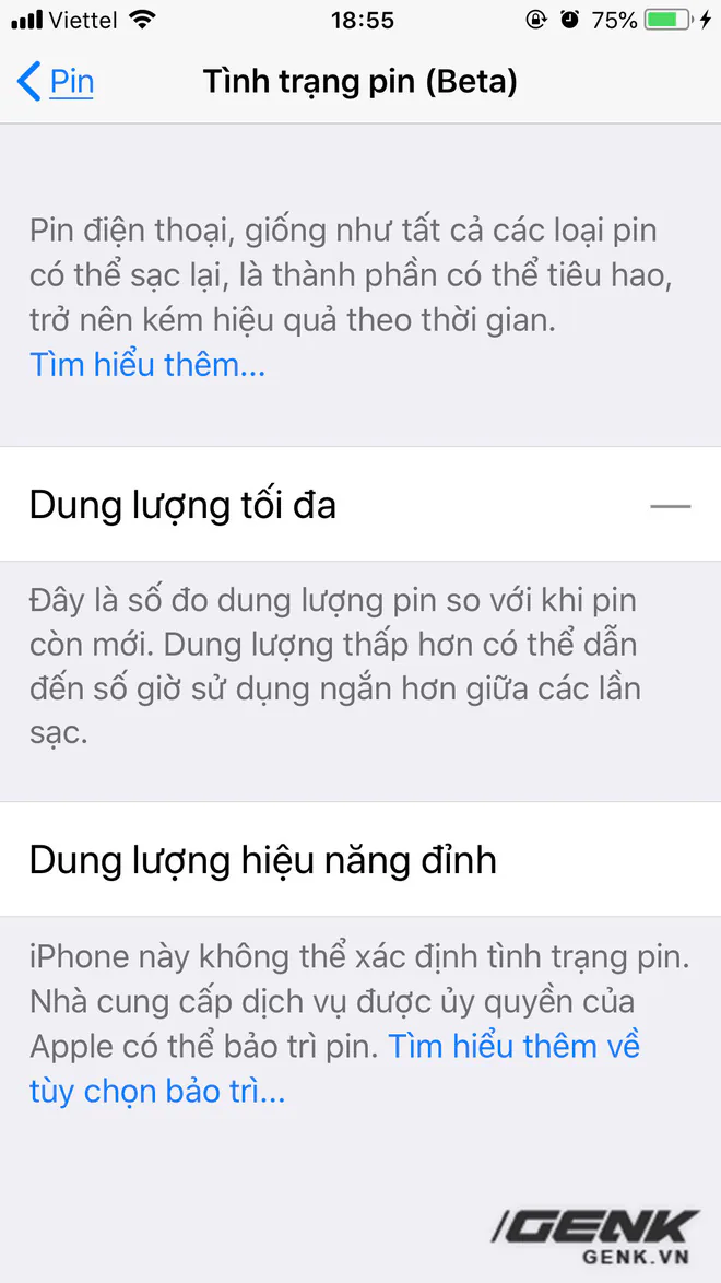 Những chiếc iPhone pin lô sẽ không thể sử dụng được tính năng Battery Health trên iOS 11.3