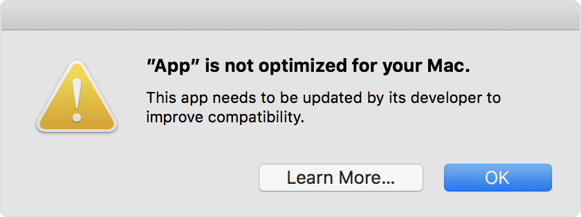 Apple bắt đầu đưa cảnh báo khi chạy các ứng dụng 32-bit trên macOS 10.13.4