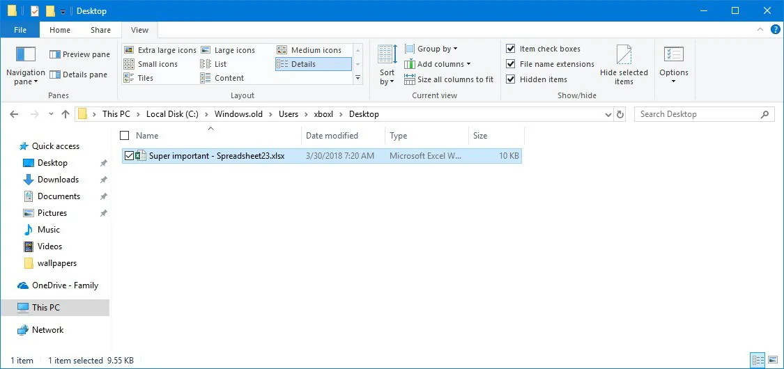 Thủ thuật - Khôi phục tập tin các nhân bị mất sau khi nâng cấp lên Windows 10