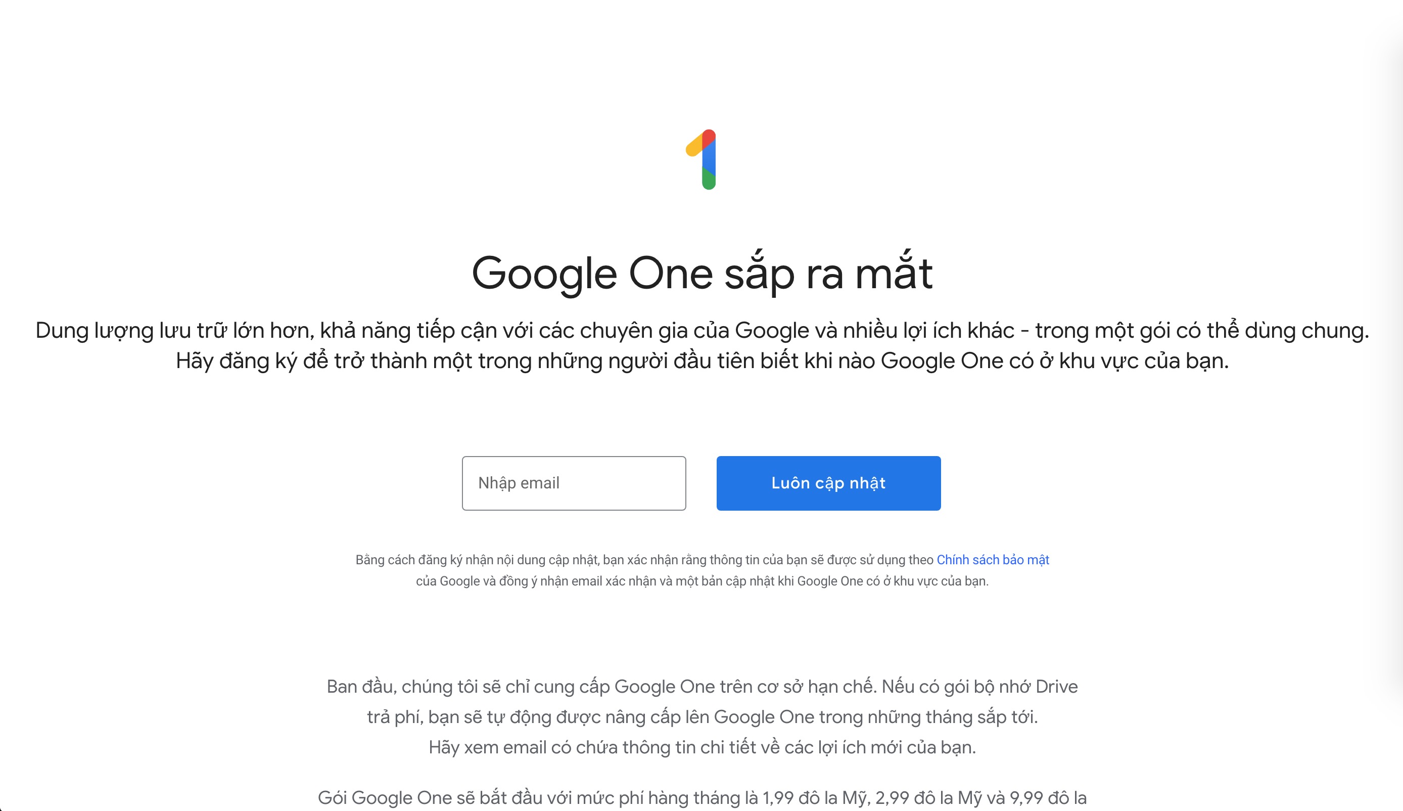 Google ra mắt dịch vụ lưu trữ Google One, phiên bản mới của Google Drive nhưng có trả phí