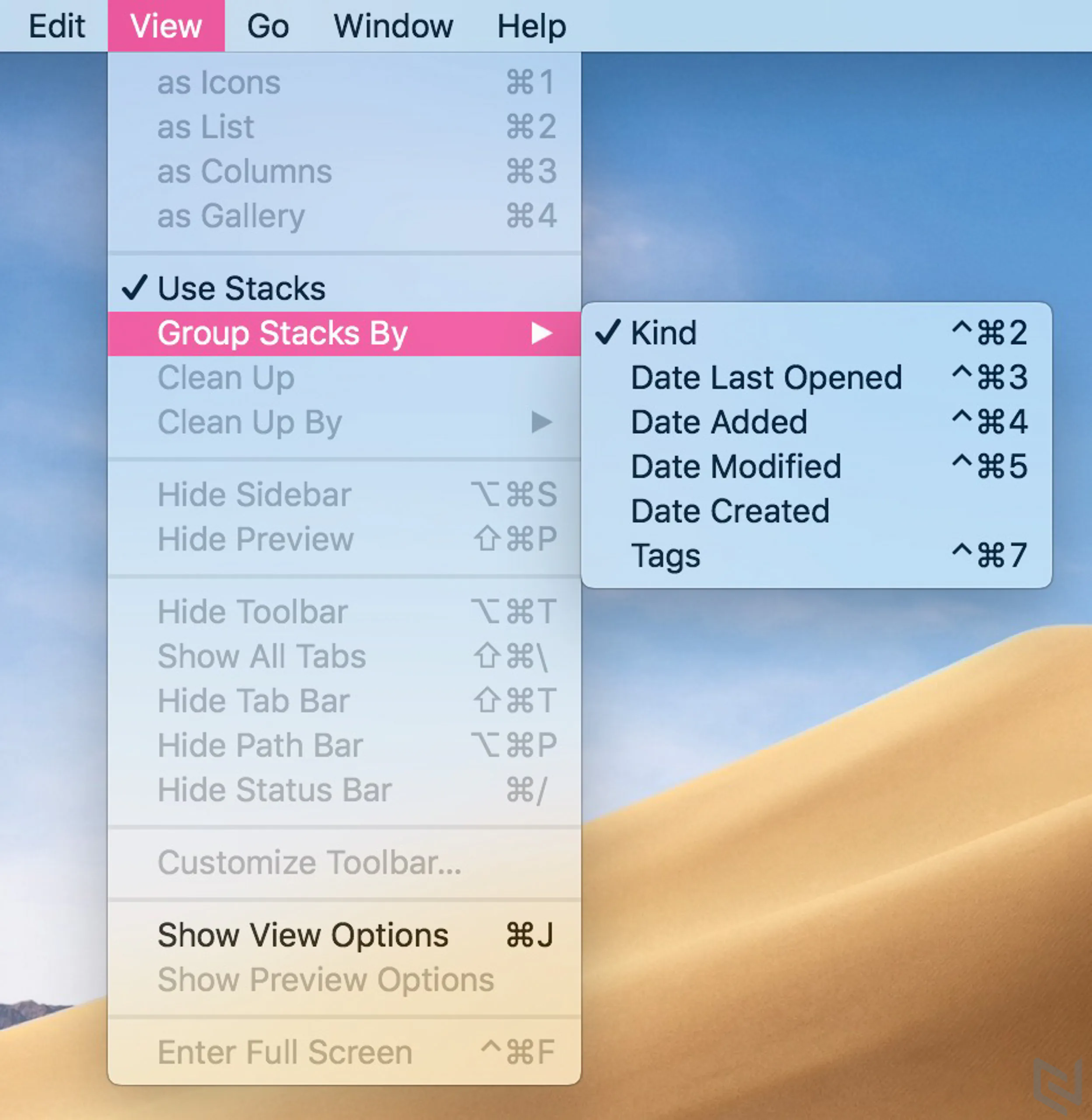 macOS Mojave: Cách tạo ngăn tự động sắp xếp trên Desktop (Desktop Stacks)