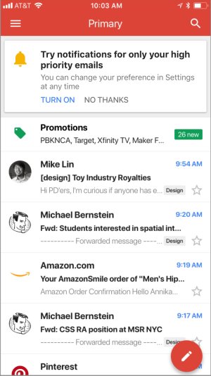 Gmail cho iOS đang sử dụng AI để ưu tiên thông báo của bạn