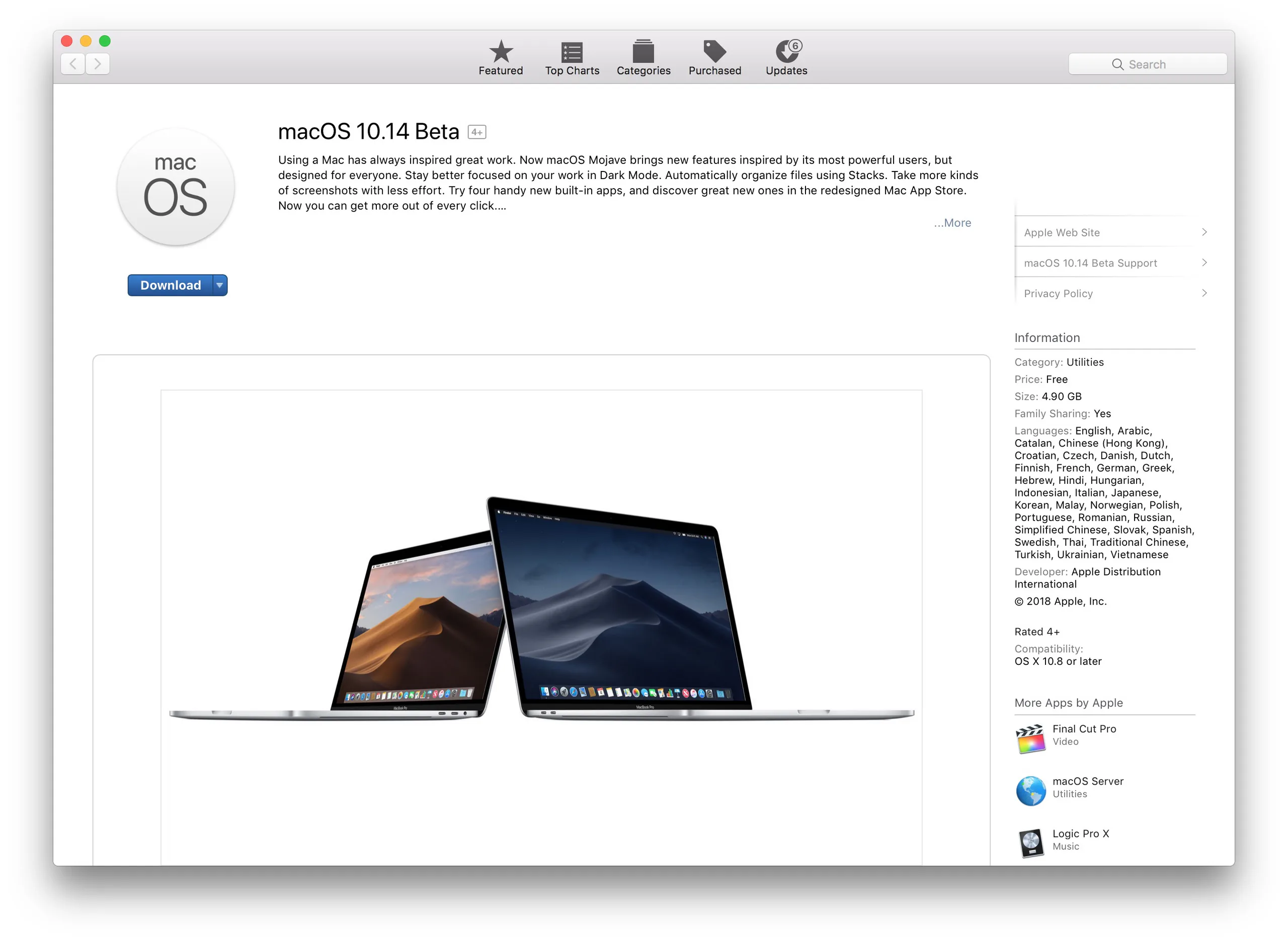 Chia sẻ cách nâng cấp macOS 10.14 Mojave bản Developer beta