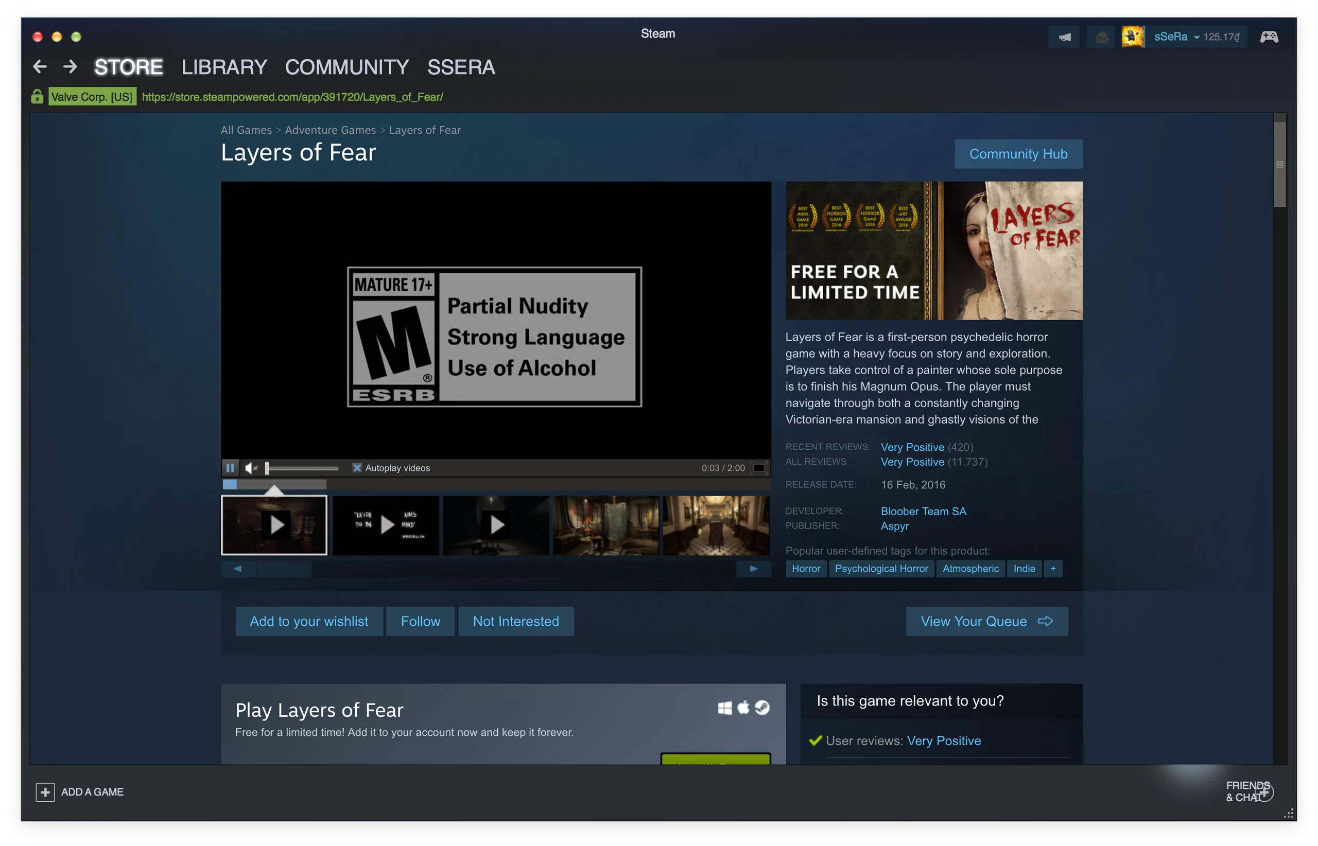 Layers of Fear - tựa game kinh dị sinh tồn đang được tặng miễn phí trên Steam