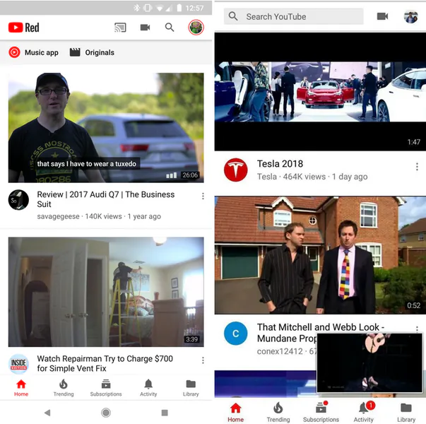 Google thử nghiệm UI mới cho Youtube trên Android