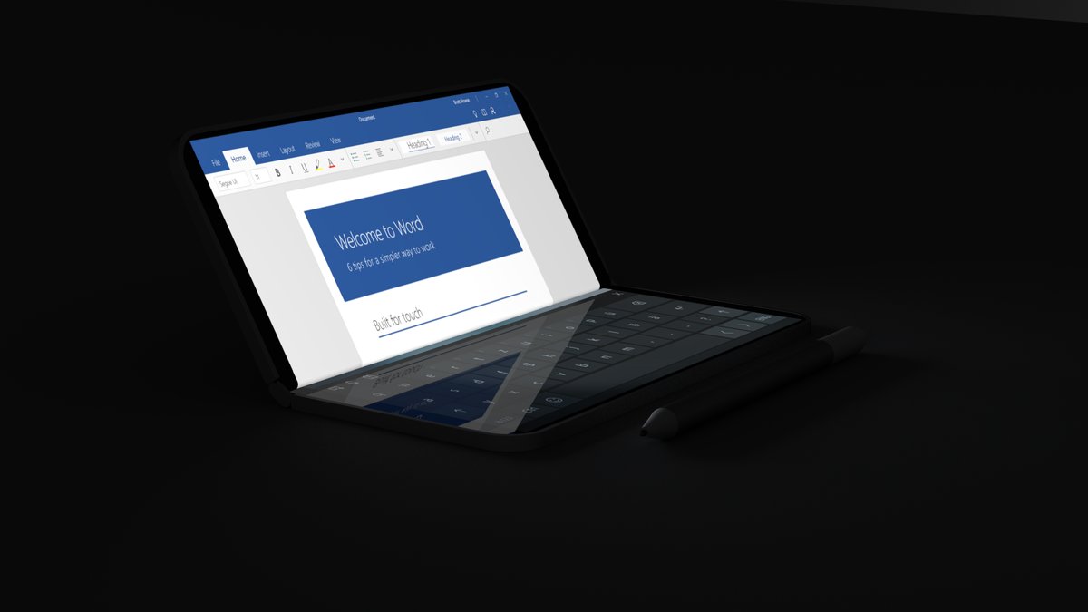 Ảnh render của chiếc Surface "bỏ túi" đang được đồn đại trong chế độ laptop và chơi game