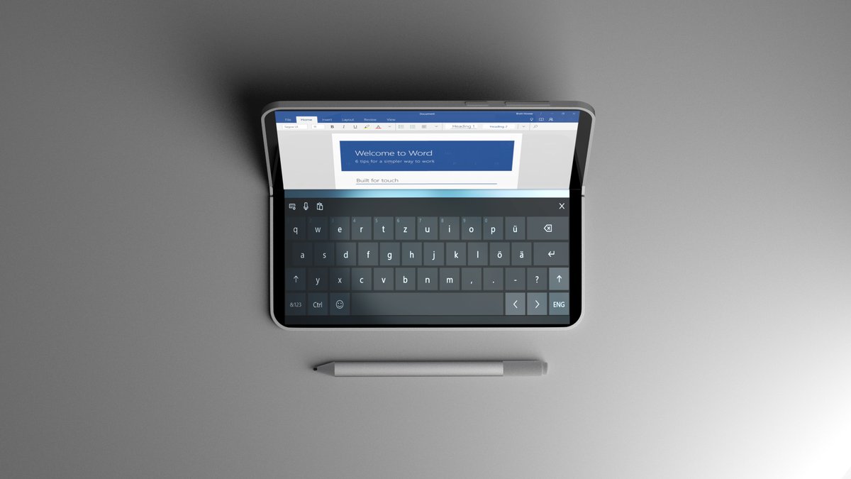 Ảnh render của chiếc Surface “bỏ túi” đang được đồn đại trong chế độ laptop và chơi game