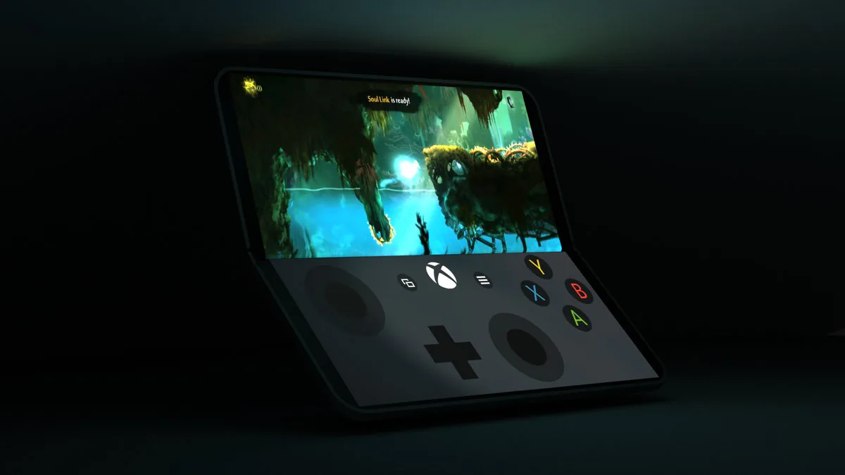 Ảnh render của chiếc Surface "bỏ túi" đang được đồn đại trong chế độ laptop và chơi game