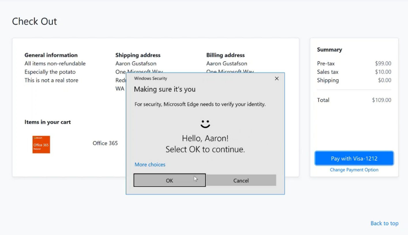Microsoft Edge hiện tại đã hỗ trợ đăng nhập không cần mật khẩu