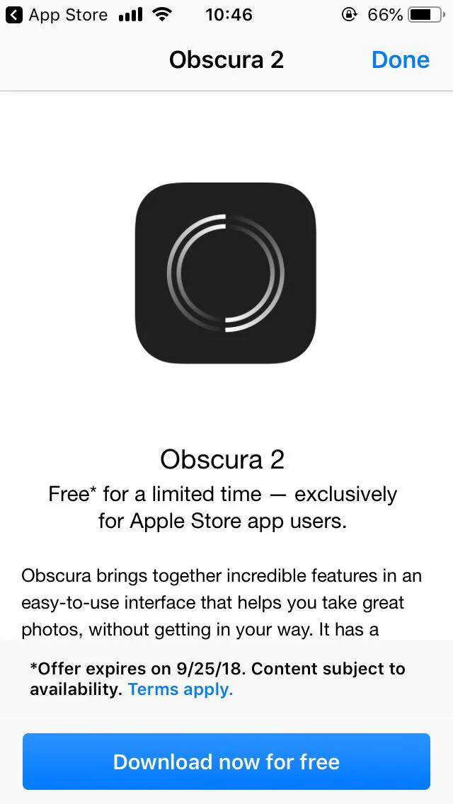 Nhanh tay lấy Obscura 2 miễn phí trị giá 5$, ứng dụng giúp bạn chụp ảnh đẹp hơn với iPhone
