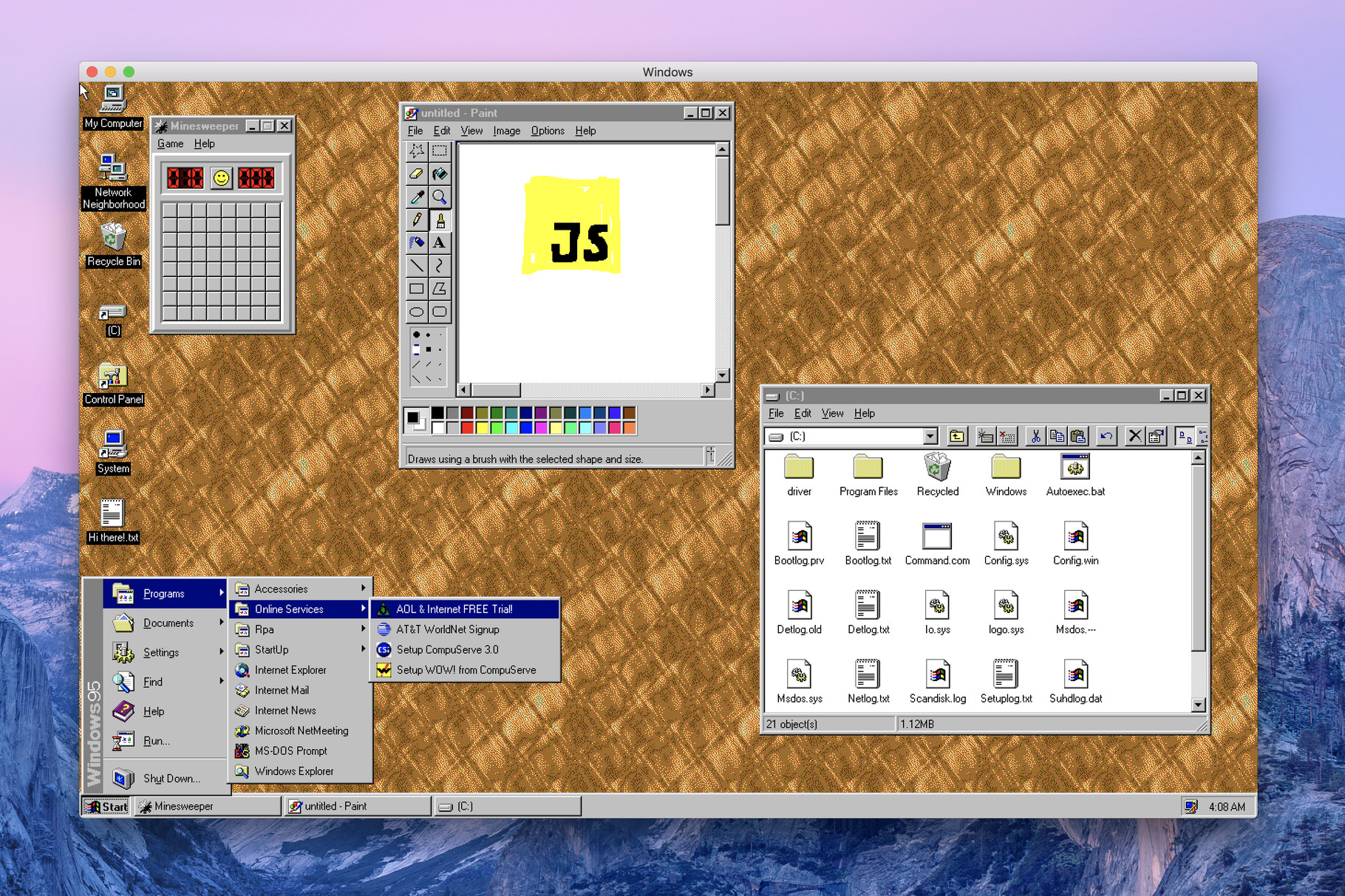 Trở về những năm 90 với Windows 95 bằng ứng dụng cho cả macOS và Windows