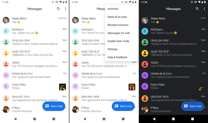 Google đưa Android Messages về thiết kế cũ, loại bỏ Dark Mode?