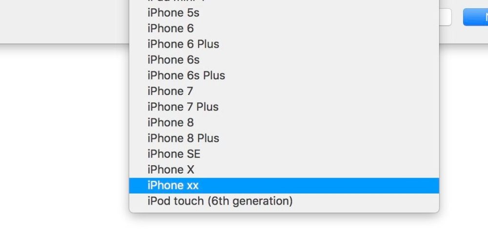 "iPhone xx" xuất hiện bên trong ứng dụng Xcode 10 của Apple