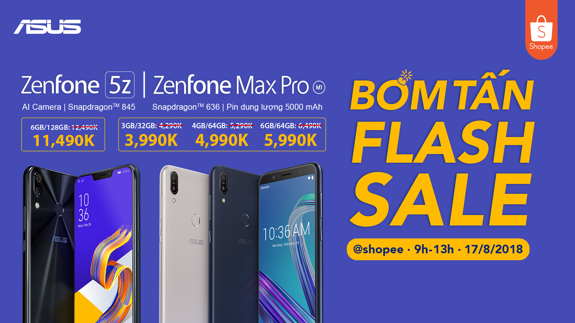 “Bom tấn Flash Sale”: Sở hữu ZenFone Max Pro M1 và ZenFone 5Z với giá tốt nhất