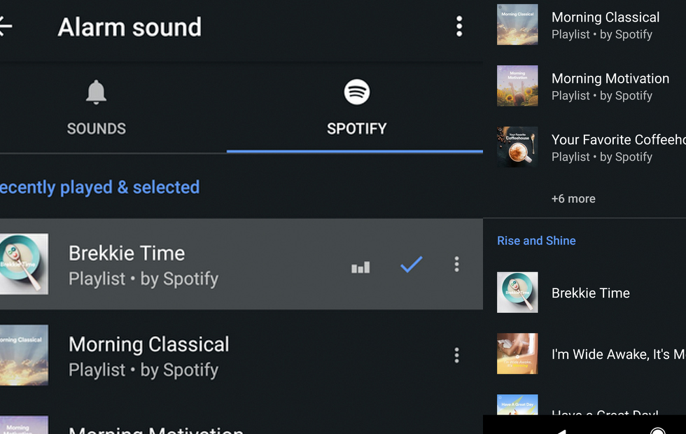 Báo thức trên Android sẽ cho phép phát nhạc từ Spotify