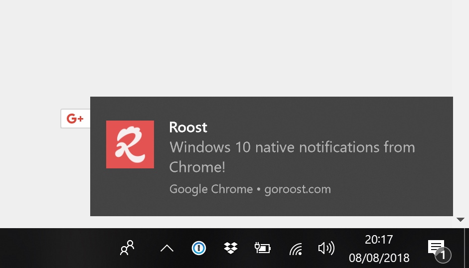 Chrome hiện đã được tích hợp bên trong thông báo của Windows 10