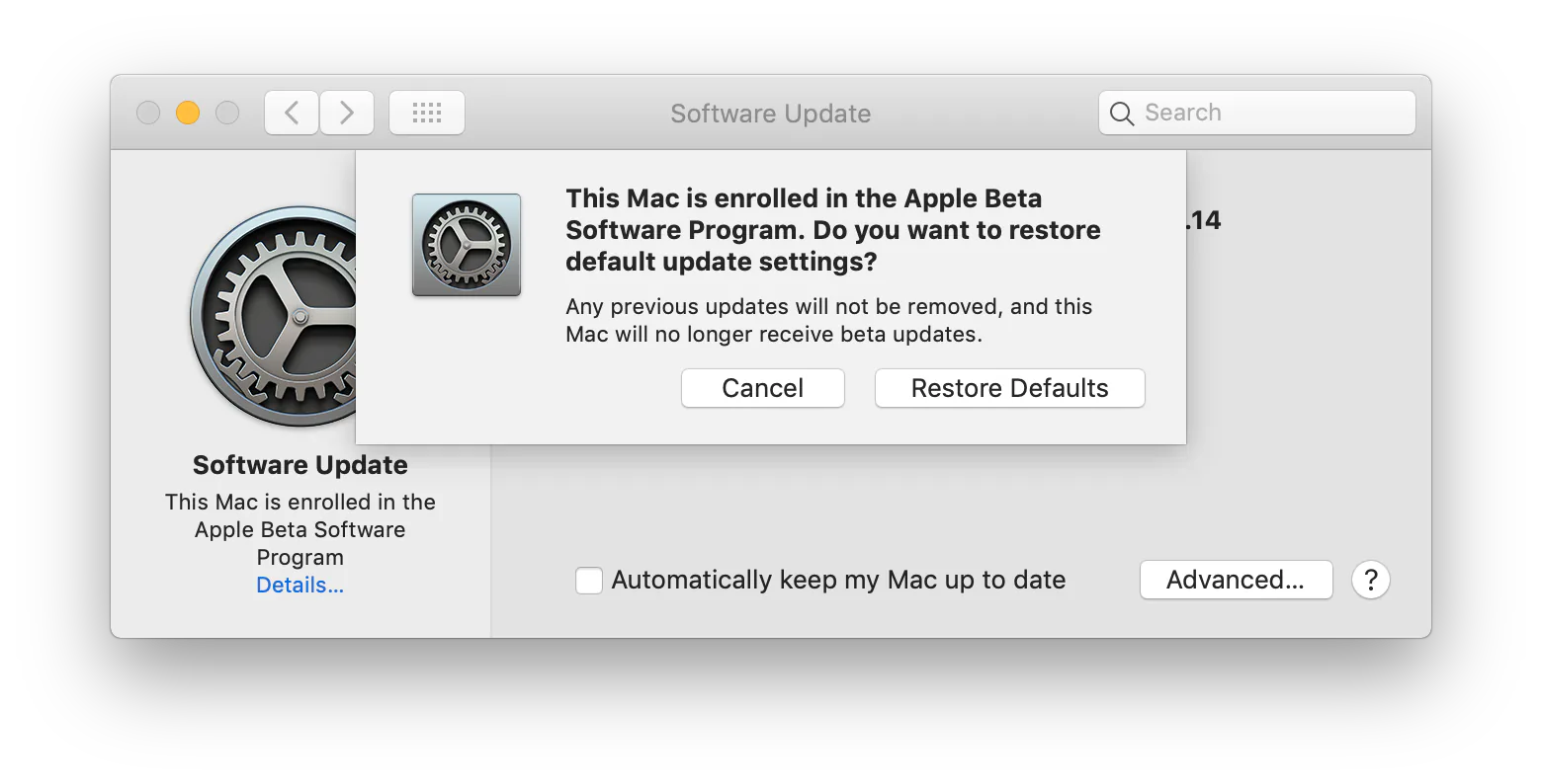 Sửa lỗi không thể cập nhật lên macOS Public Beta 4