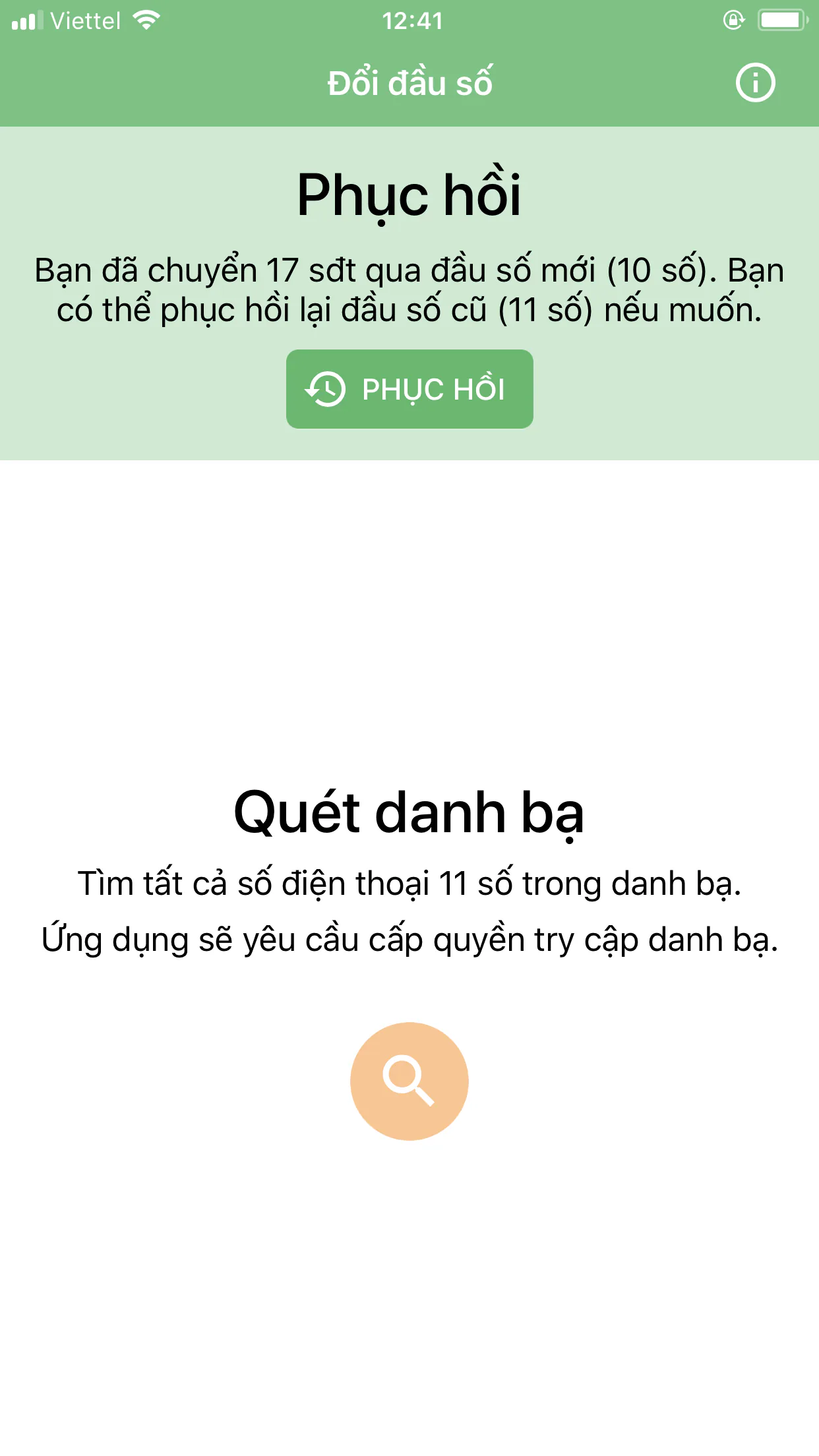 Ứng dụng chuyển đổi danh bạ điện thoại từ 11 số sang 10 số