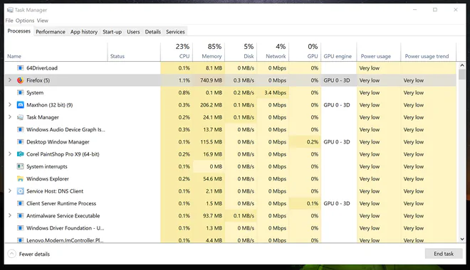 Windows 10 October 2018 sẽ hiển thị mức tiêu thụ pin trên Task Manager
