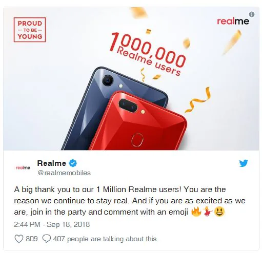 Realme cán mốc 1 triệu người dùng Ấn Độ. Chuẩn bị có mặt tại Việt Nam?