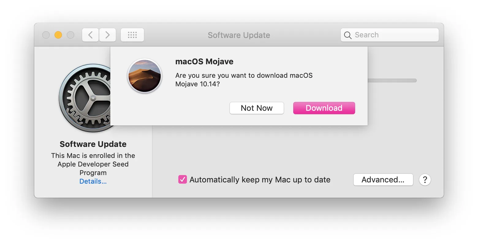 Cách cập nhật từ Beta lên bản Final chính thức macOS Mojave