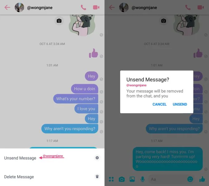 Facebook hiện đang phát triển tính năng 'unsend' dành cho Messenger