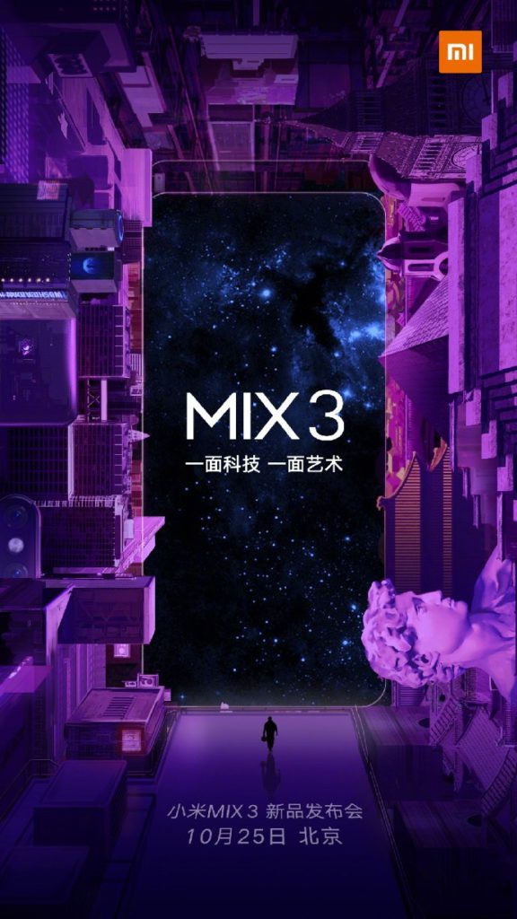 Xiaomi sẽ tổ chức sự kiện ra mắt Mi MIX 3 vào ngày 25/10 tại Bắc Kinh