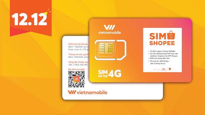 Ra mắt SIM Vietnamobile 4G Shopee, dung lượng 10GB/ngày