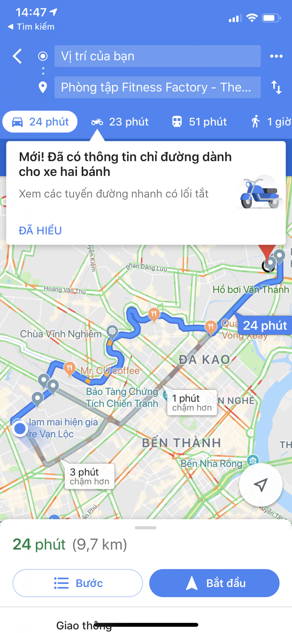 Google Maps cho iOS cập nhật hỗ trợ chỉ đường bằng xe máy, tích hợp thêm nghe nhạc khi đi xe