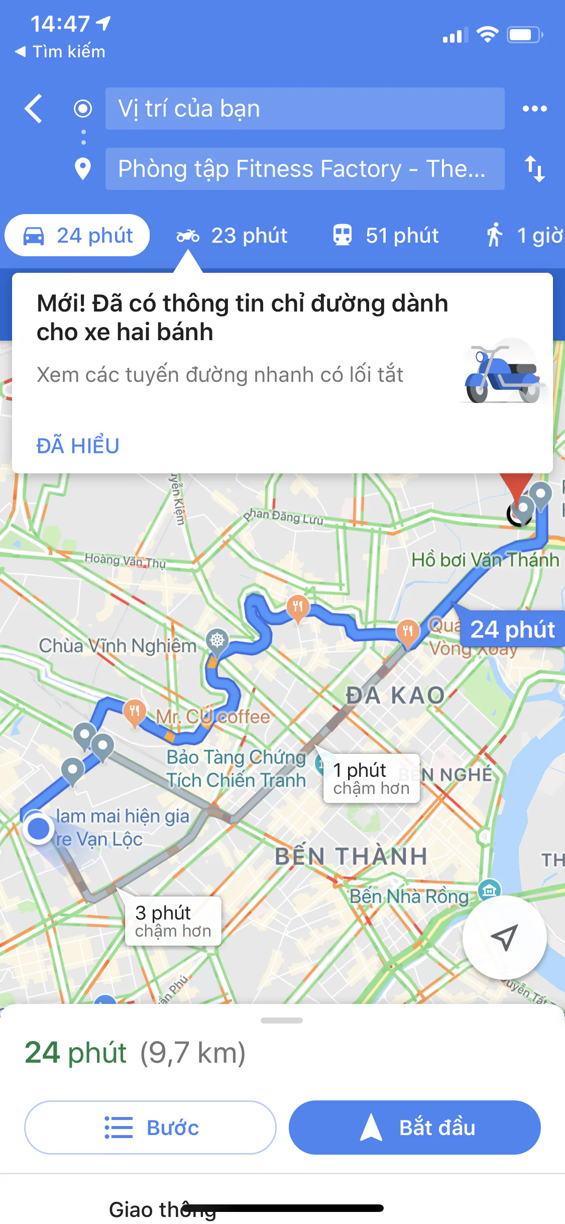 Google Maps cho iOS cập nhật hỗ trợ chỉ đường bằng xe máy, tích hợp thêm nghe nhạc khi đi xe