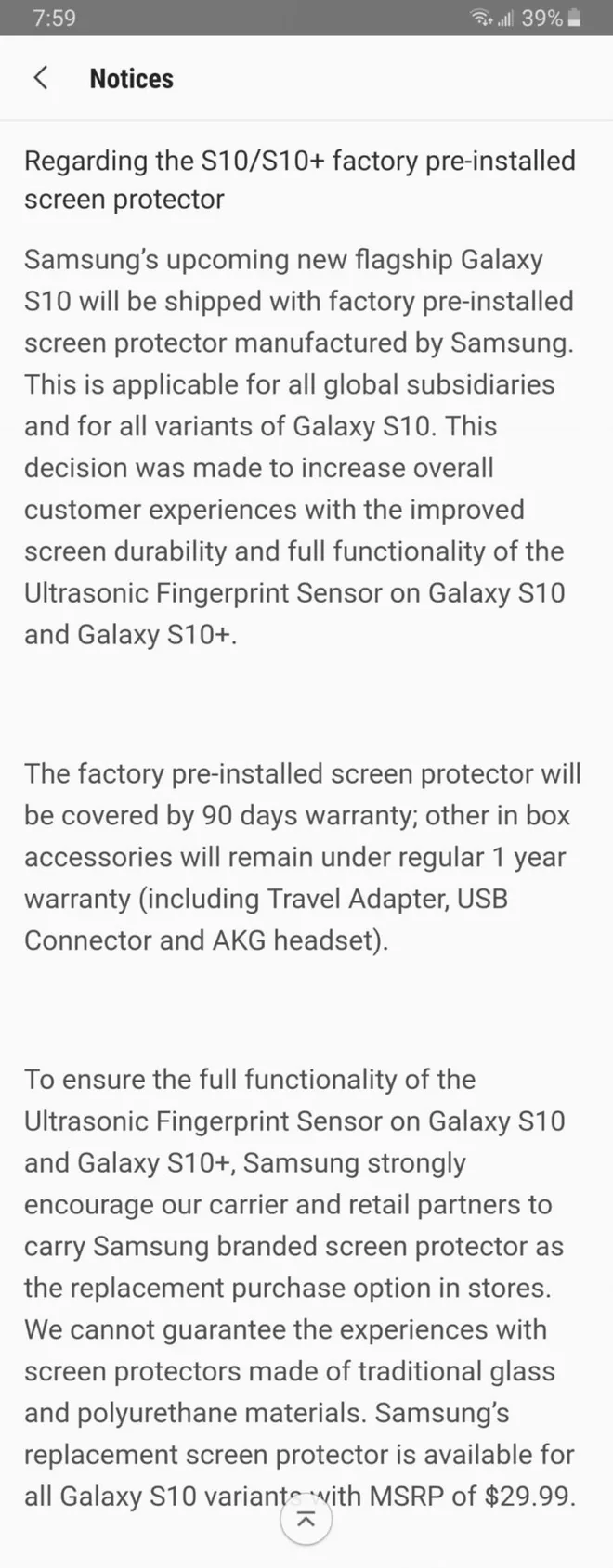 Tin vui: Tất cả phiên bản Galaxy S10 bán ra sẽ được dán sẵn miếng dán màn hình