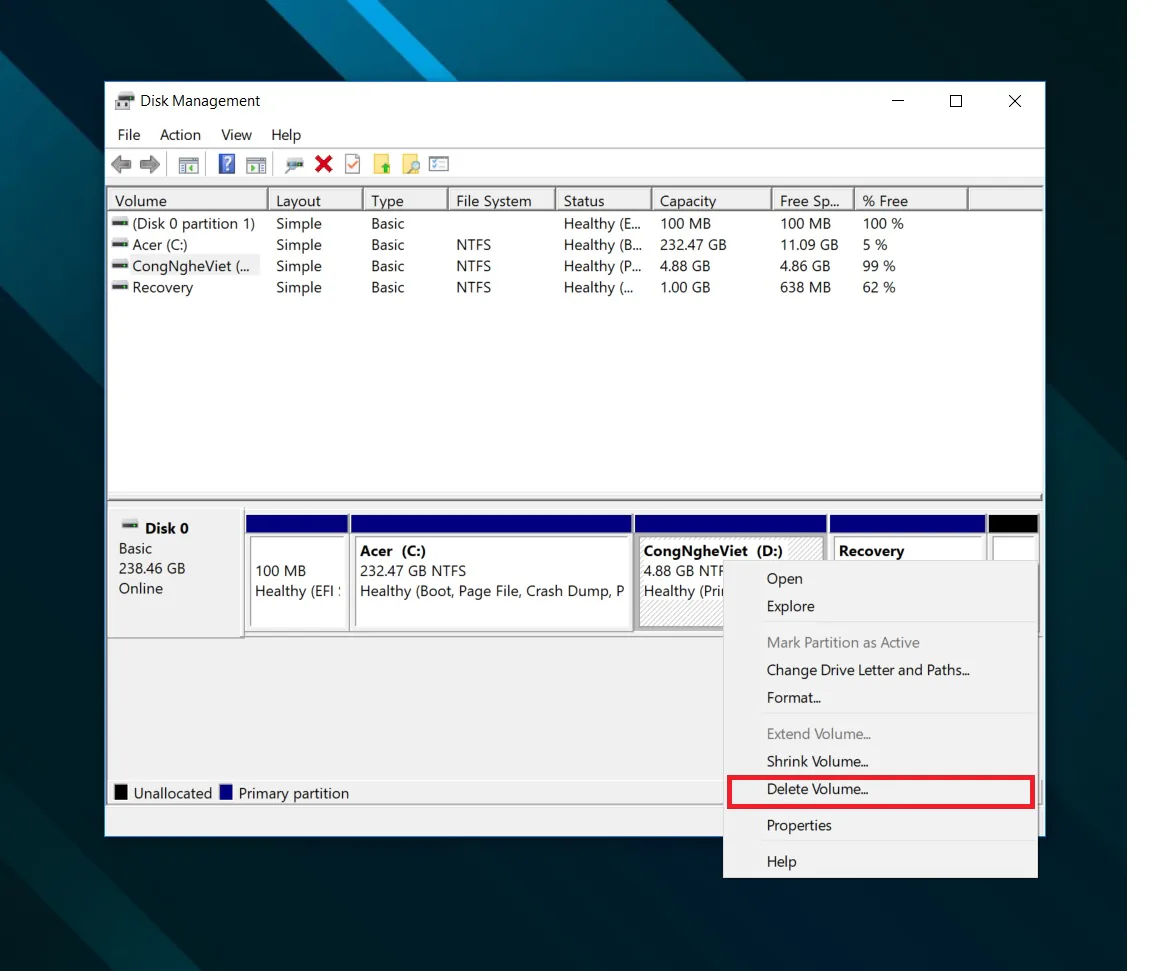Hướng dẫn chia gộp ổ cứng trên Windows