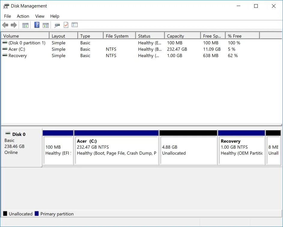 Hướng dẫn chia gộp ổ cứng trên Windows