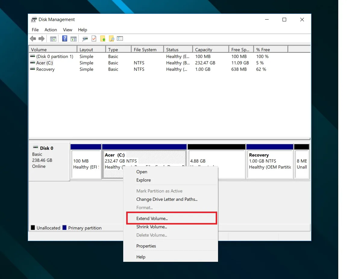 Hướng dẫn chia gộp ổ cứng trên Windows